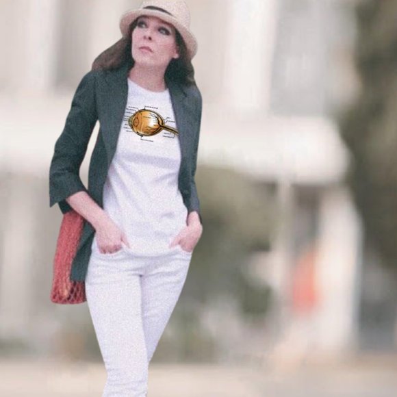 Unisex Graphic Print T-Shirt White Crew Neckline Cotton Tee, Size Medium - Picture 1 of 5